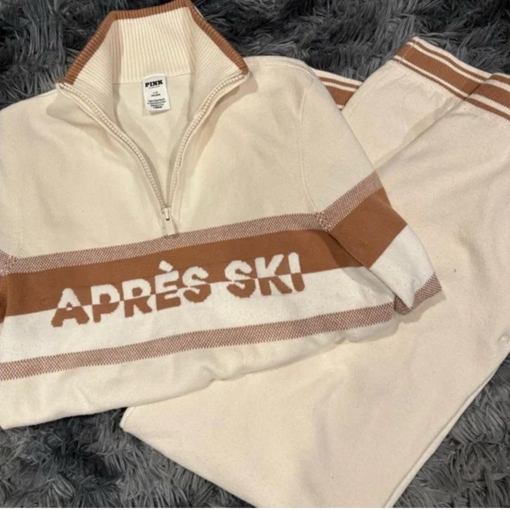 Après Ski Cream and Tan Sweater Set